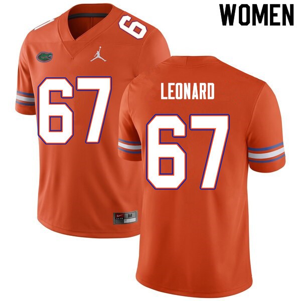Women #67 Richie Leonard Florida Gators College Football Jerseys Orange
